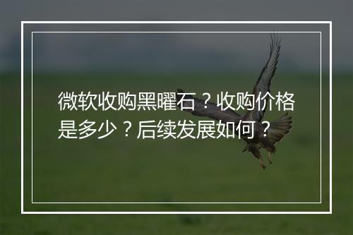 微软收购黑曜石?收购价格是多少?后续发展如何?