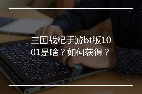 三国战纪手游bt版1001是啥？如何获得？