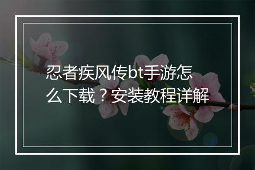 忍者疾风传bt手游怎么下载?安装教程详解