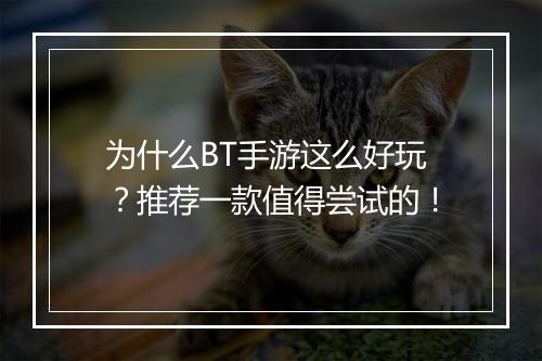 为什么BT手游这么好玩?推荐一款值得尝试的!