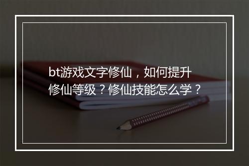 bt游戏文字修仙，如何提升修仙等级？修仙技能怎么学？