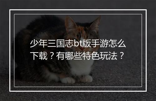 少年三国志bt版手游怎么下载？有哪些特色玩法？