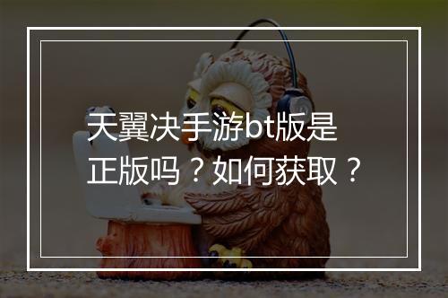天翼决手游bt版是正版吗?如何获取?