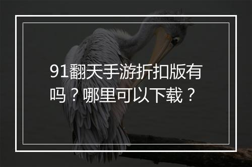91翻天手游折扣版有吗?哪里可以下载?