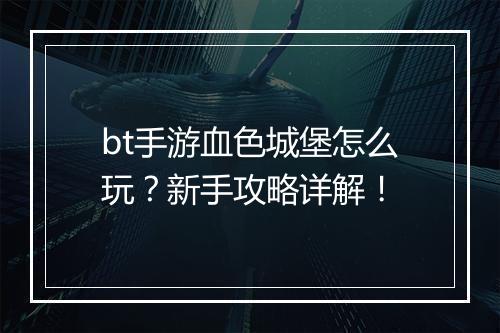 bt手游血色城堡怎么玩？新手攻略详解！