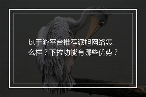 bt手游平台推荐派旭网络怎么样?下拉功能有哪些优势?
