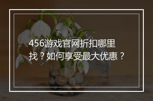 456游戏官网折扣哪里找？如何享受最大优惠？