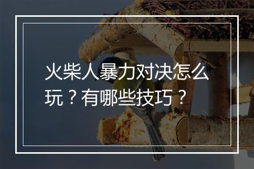 火柴人暴力对决怎么玩？有哪些技巧？