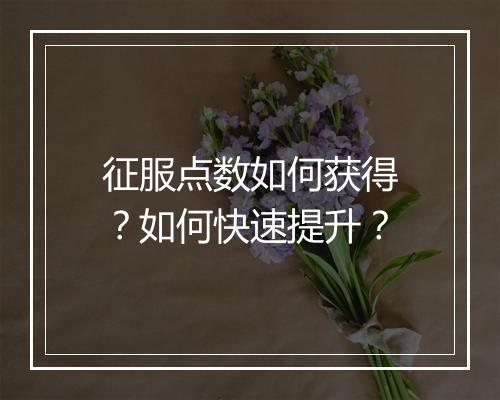 征服点数如何获得？如何快速提升？
