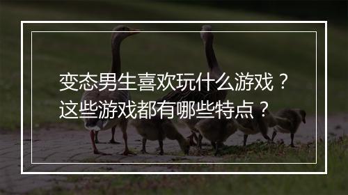 变态男生喜欢玩什么游戏?这些游戏都有哪些特点?