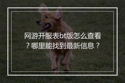 网游开服表bt版怎么查看？哪里能找到最新信息？