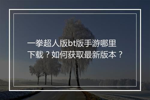 一拳超人版bt版手游哪里下载?如何获取最新版本?