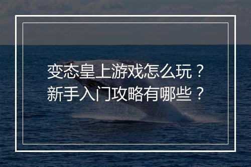 变态皇上游戏怎么玩？新手入门攻略有哪些？