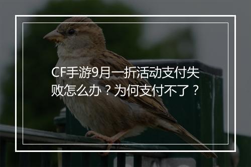 CF手游9月一折活动支付失败怎么办？为何支付不了？