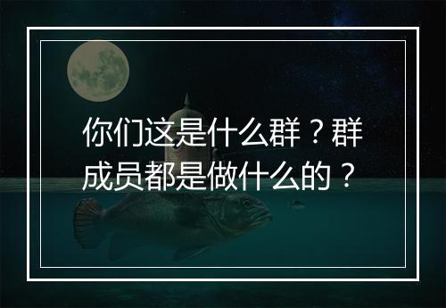 你们这是什么群？群成员都是做什么的？
