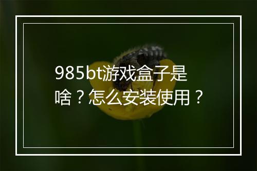 985bt游戏盒子是啥?怎么安装使用?