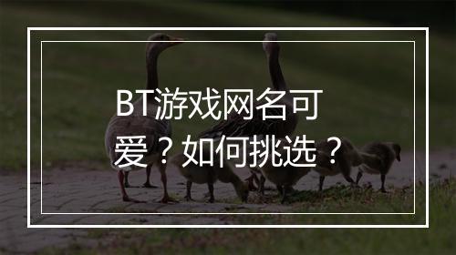 BT游戏网名可爱?如何挑选?