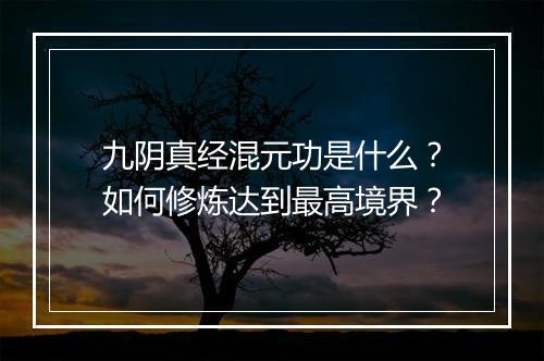 九阴真经混元功是什么?如何修炼达到最高境界?