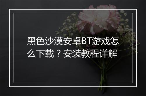 黑色沙漠安卓BT游戏怎么下载?安装教程详解