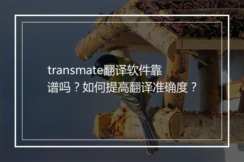 transmate翻译软件靠谱吗？如何提高翻译准确度？
