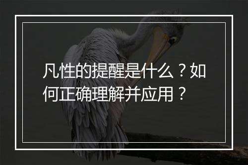 凡性的提醒是什么？如何正确理解并应用？