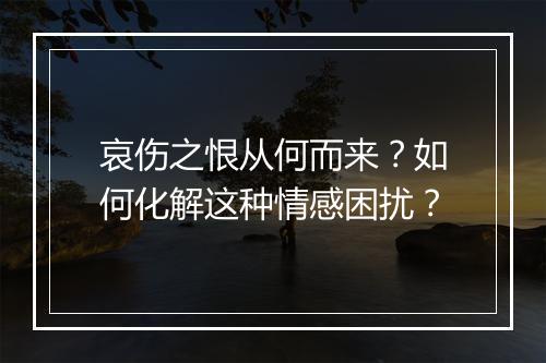 哀伤之恨从何而来?如何化解这种情感困扰?