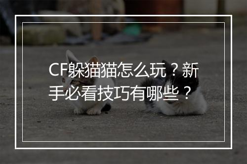CF躲猫猫怎么玩？新手必看技巧有哪些？