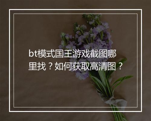bt模式国王游戏截图哪里找？如何获取高清图？