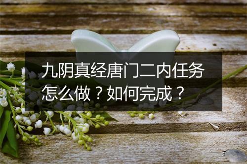 九阴真经唐门二内任务怎么做？如何完成？