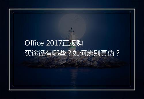 Office 2017正版购买途径有哪些？如何辨别真伪？