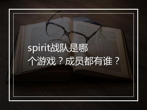 spirit战队是哪个游戏?成员都有谁?