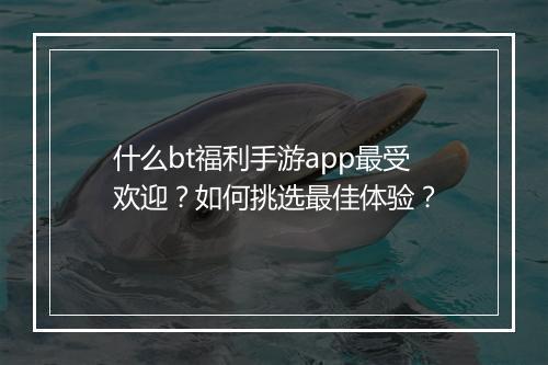 什么bt福利手游app最受欢迎?如何挑选最佳体验?