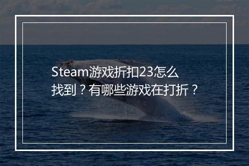 Steam游戏折扣23怎么找到?有哪些游戏在打折?