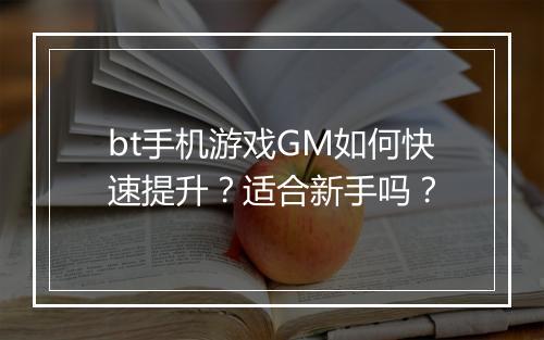 bt手机游戏GM如何快速提升？适合新手吗？