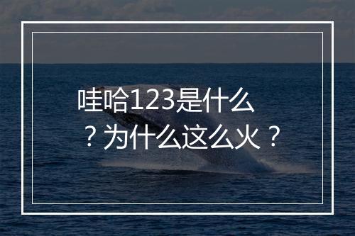 哇哈123是什么？为什么这么火？
