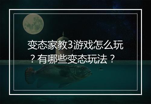 变态家教3游戏怎么玩?有哪些变态玩法?
