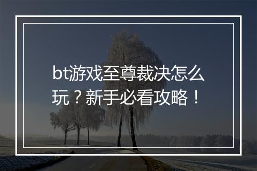 bt游戏至尊裁决怎么玩?新手必看攻略!