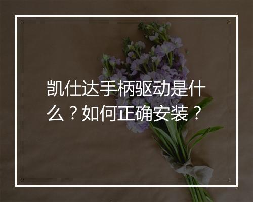 凯仕达手柄驱动是什么?如何正确安装?