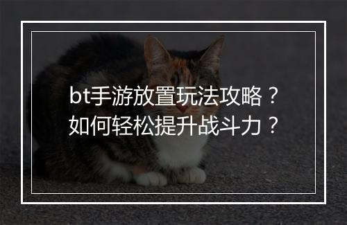 bt手游放置玩法攻略?如何轻松提升战斗力?