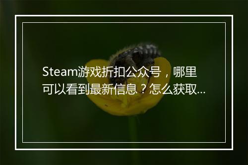 Steam游戏折扣公众号，哪里可以看到最新信息？怎么获取优惠码？