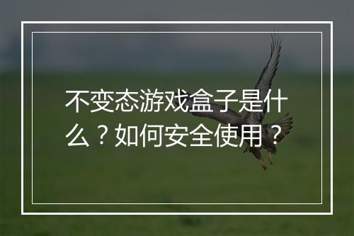 不变态游戏盒子是什么？如何安全使用？