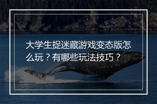 大学生捉迷藏游戏变态版怎么玩?有哪些玩法技巧?