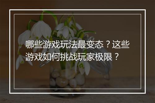 哪些游戏玩法最变态?这些游戏如何挑战玩家极限?