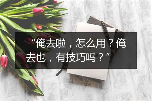 “俺去啦，怎么用？俺去也，有技巧吗？”