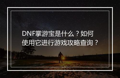 DNF掌游宝是什么？如何使用它进行游戏攻略查询？