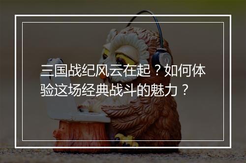 三国战纪风云在起？如何体验这场经典战斗的魅力？