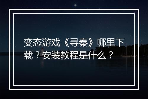 变态游戏《寻秦》哪里下载？安装教程是什么？
