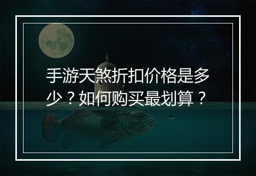 手游天煞折扣价格是多少?如何购买最划算?