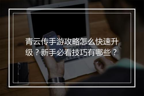 青云传手游攻略怎么快速升级?新手必看技巧有哪些?