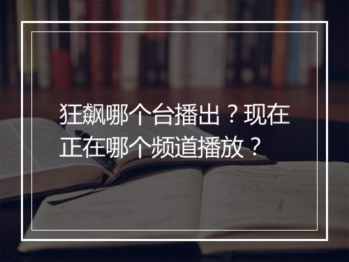 狂飙哪个台播出?现在正在哪个频道播放?